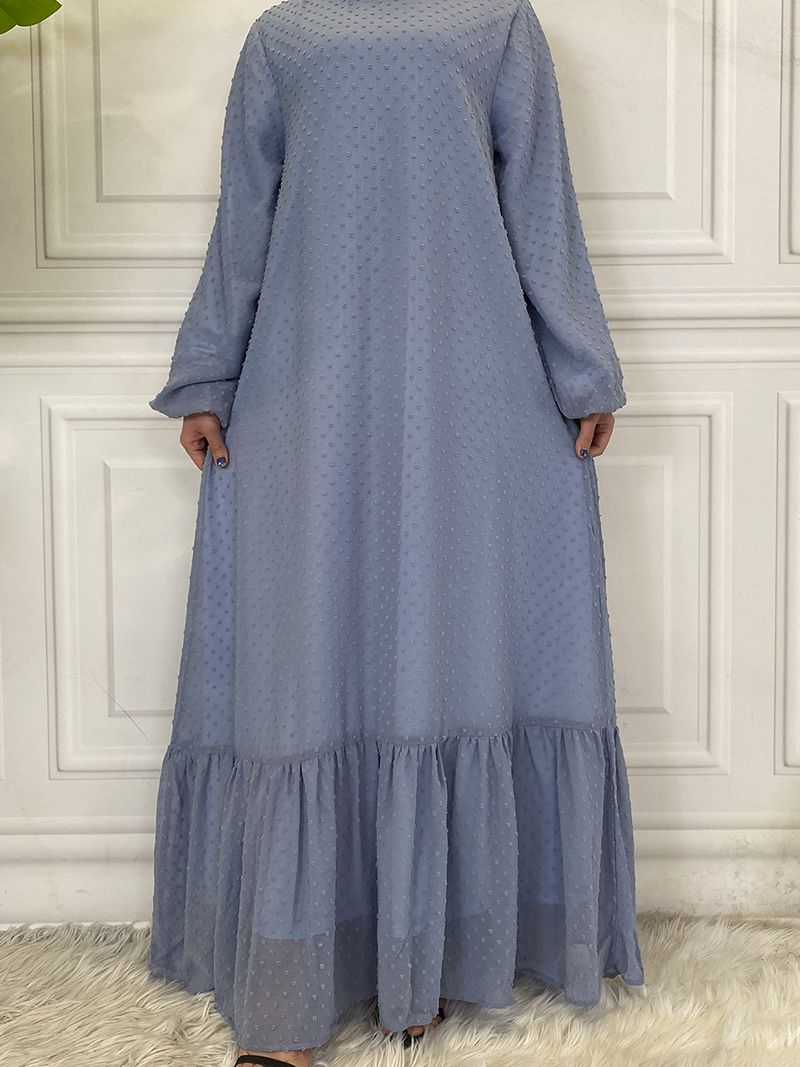 Laatste moderne mode Ruffle Polka islamitische kleding Kaftan met voering Vrouwen moslim Maix Casual jurk Abaya_voghion.com