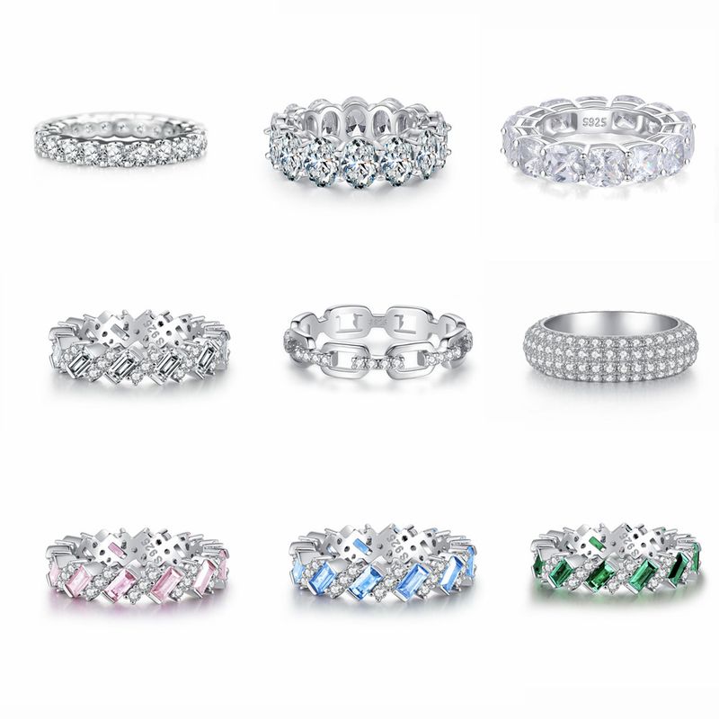 Anello impilabile in argento puro per uomo e donna, zircone con diamanti 5A, taglio smeraldo, anello a coda_voghion.com