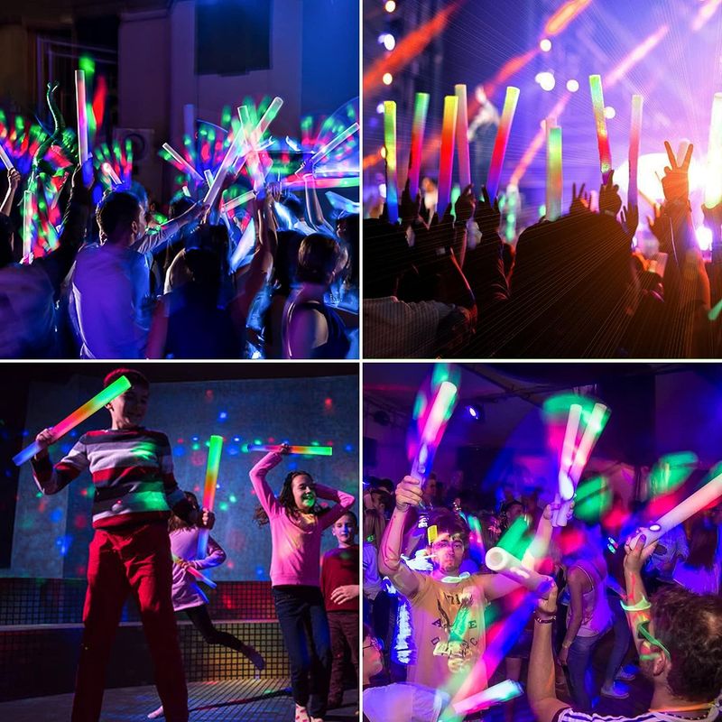 10/15/20Pcs LED Glow Sticks Bulk Colorful RGB Glow Foam Stick Cheer Tube Dark Light For Xmas Birthday Wedding Party Supplies_voghion.com