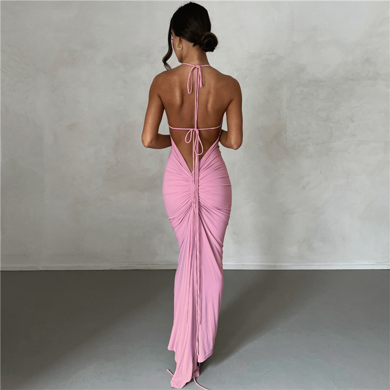 Women's Clothing Fashion Suspenders Sexy Backless Slim Fit Hip Hugging Temperament Dress_voghion.com