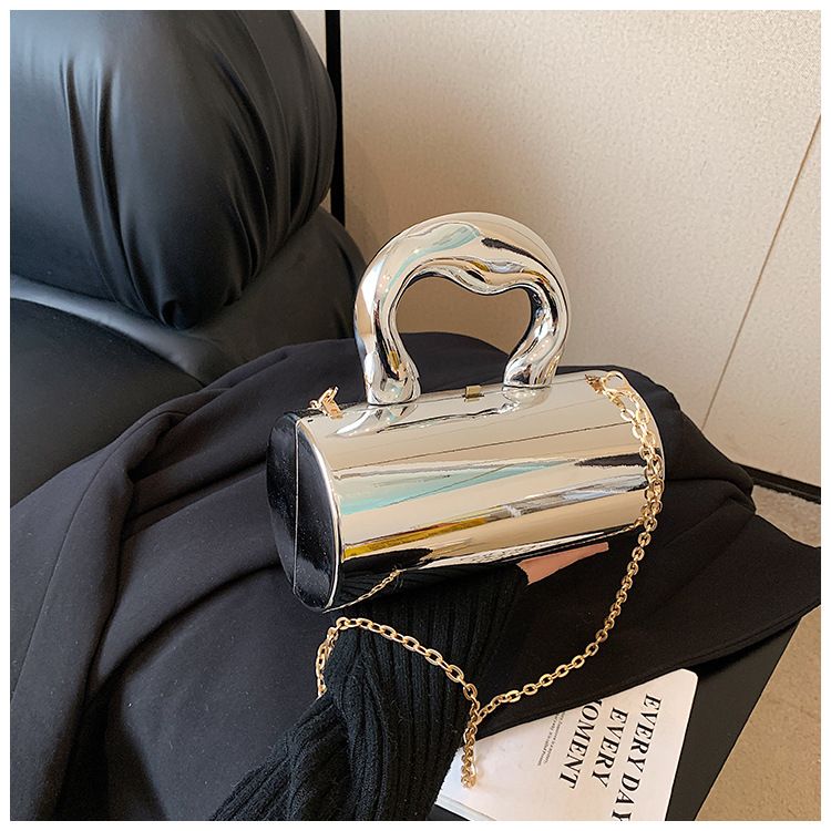 Kadın çanta çanta kadınlar için 2024 parti Ces moda silindir Mini akşam çanta Crossbody omuzdan askili çanta altın kutu_voghion.com