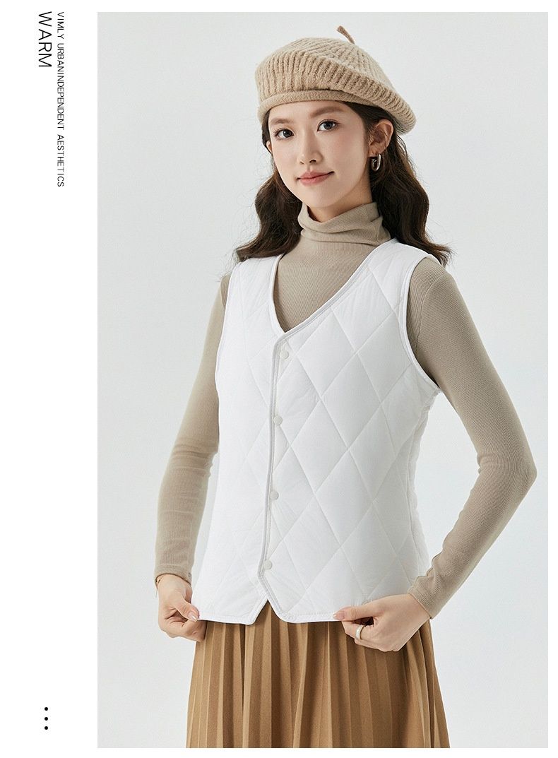 Women's Clothing Shanxuan Autumn Winter Short Fleece-Lined Inner Liner Warm Home Comfortable Simple Women's Vest 8021_voghion.com