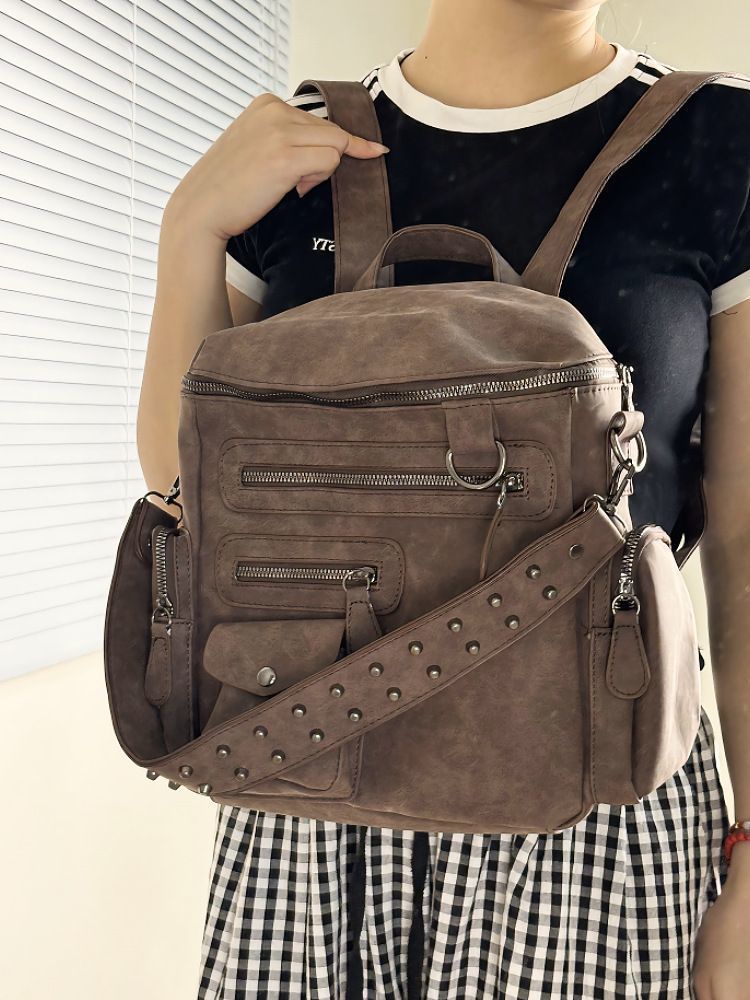 2025 Spring New Large Capacity Fashion Multifunctional Multi-pocket Student Backpack Travel Commuting Shoulder Women's Bag Casual Hundred_voghion.com