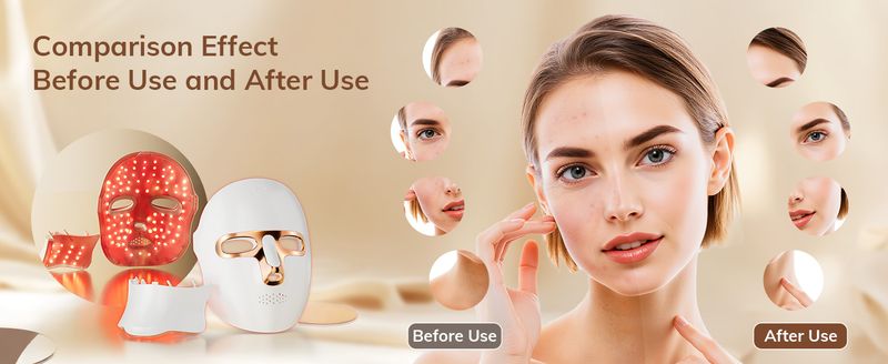 Kabellose 120-LED-Gesichtsmaske mit Lichttherapie und Nackengerät, wiederaufladbar über USB C, Infrarot-Lichttherapiemaske für Zuhause, Arbeiten, Reisen, Yoga, Schlaf_voghion.com