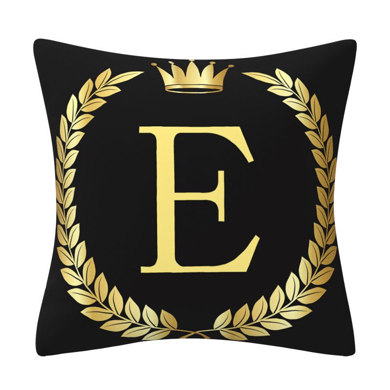 Black And Gold Alphanumeric Print Home Decor Sofa Cushion Pillow_voghion.com