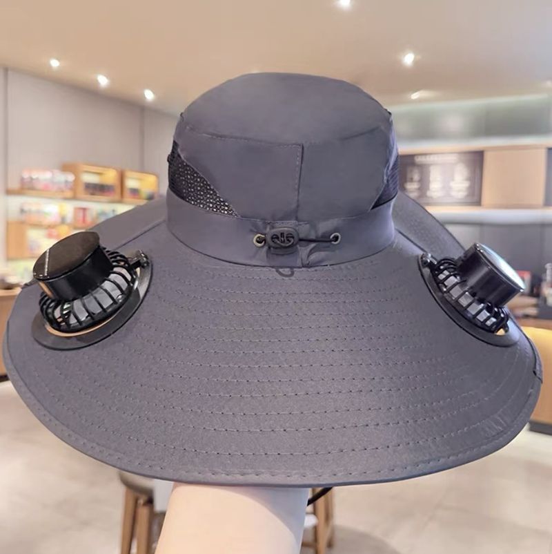 Solar Charging Bucket Hat For Men - Wide Brim Sun Hat With USB Fan (UPF50+ Adjustable Headband Quick-Dry For Hiking/Camping/Fishing)_voghion.com