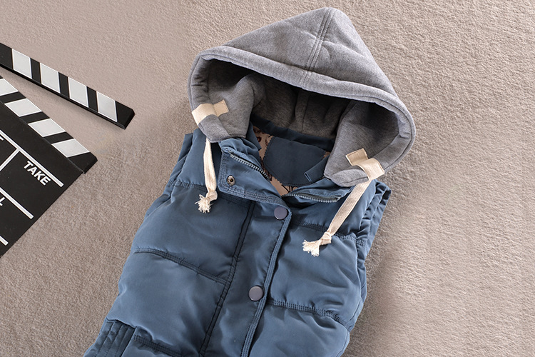 Donna versione coreana di gilet corto in velluto di cotone con cappuccio sottile sportivo_voghion.com