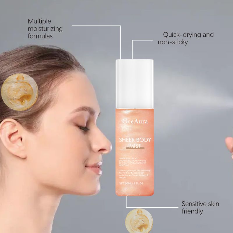 Spray hidratante corporal com proteção UV para o verão, refrescante e não oleoso_voghion.com
