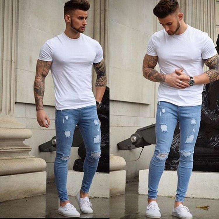 Großhandel mit neuen weißen und getragenen Slim Jeans für Männer in Europa und Amerika_voghion.com