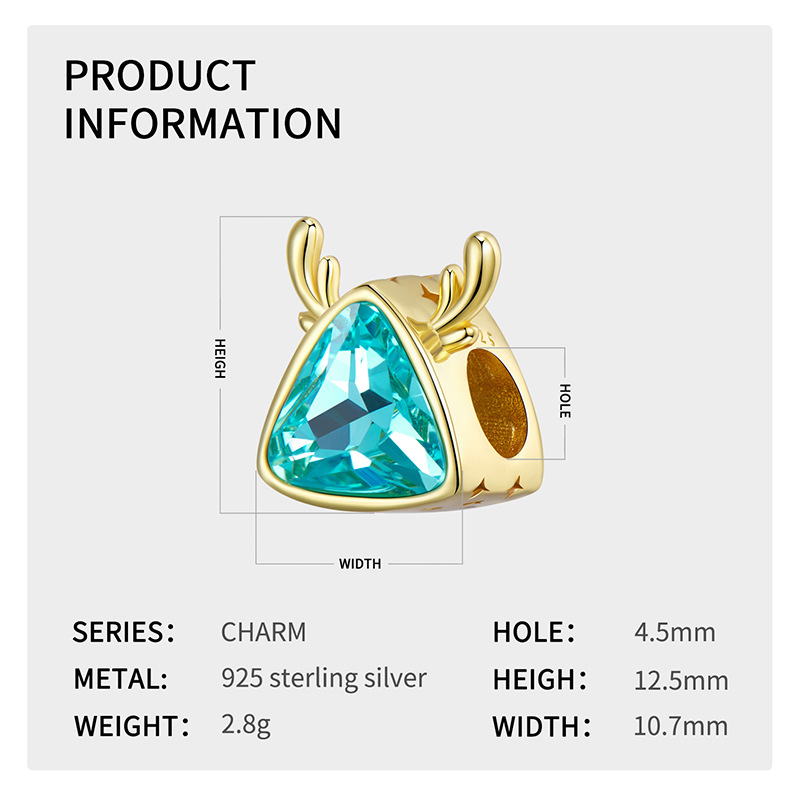 Bracciale con collana da donna in argento sterling con ciondolo a forma di corna di vetro colorato fai-da-te_voghion.com