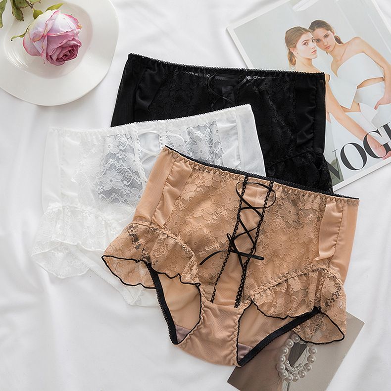 Unterwäsche frauen höschen schwarz seide sexy kreuz schnürung frauen höschen keine spur hohe taille_voghion.com