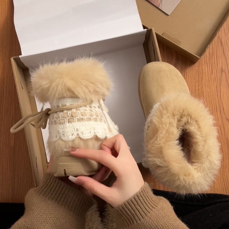 Schneestiefel mit dicker Sohle für Damen, Herbst/Winter 2025, neue Plüschstiefel, warm, modisch, vielseitig_voghion.com