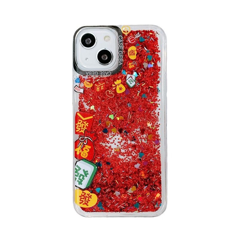 Geeignet für iPhone 15 ProMax Goldbarren-Glückstasche, Treibsandschale, 14 Neujahrs-Schutzhülle Mate60/P60_voghion.com