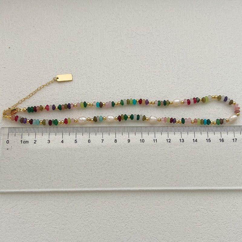 Collane di perle d'acqua dolce naturali in pietra e perle colorate alla moda per donne, collana con catena a clavicola color oro retrò, gioielli e regali_voghion.com