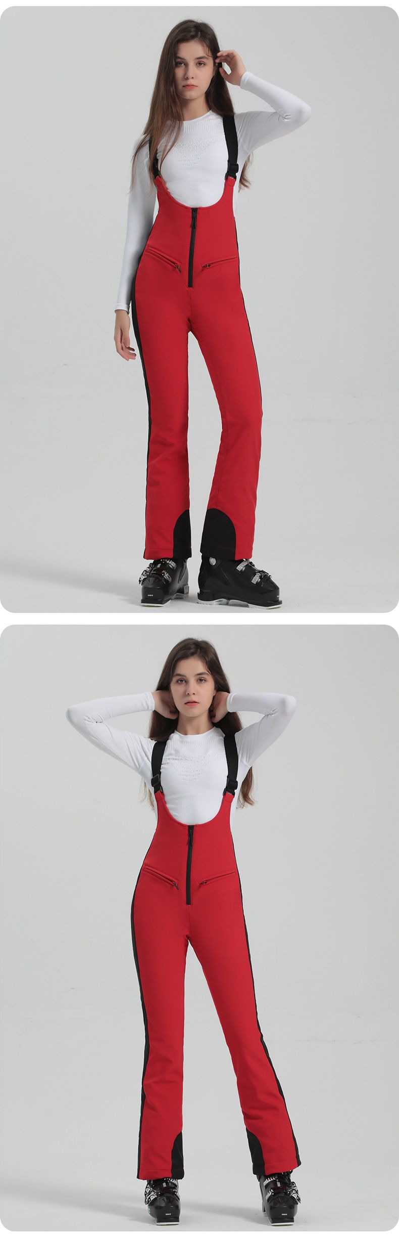 Women's Ski With Straps, One-Piece Waterproof Suit, Winter Outdoor Warm Snow Pants_voghion.com