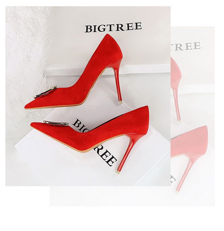 Sapatos femininos de banquete pedicure salto fino super alto camurça boca rasa pontudo metal strass fivela sapatos únicos salto alto_voghion.com