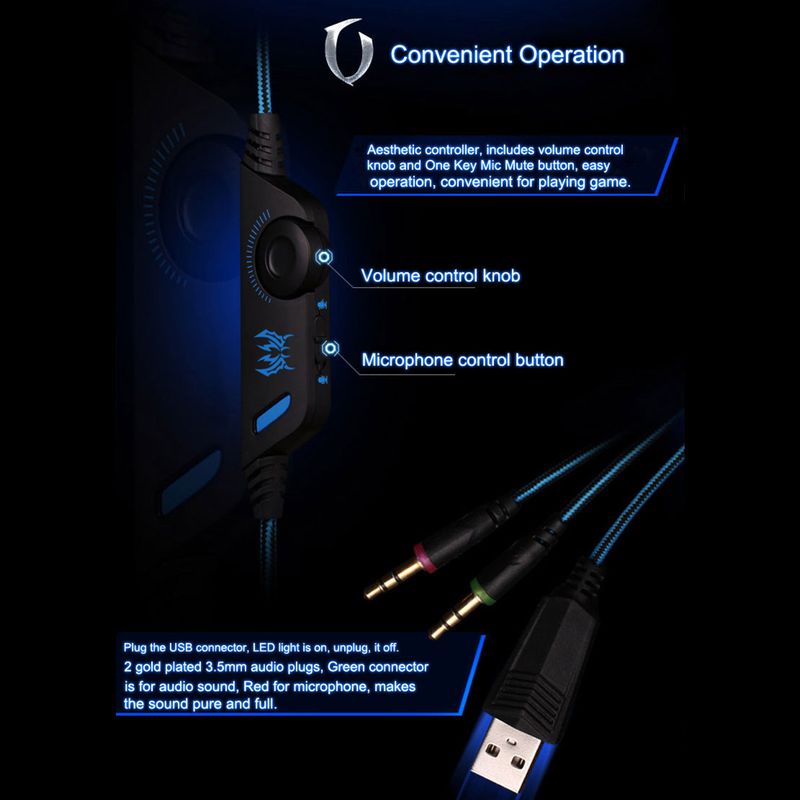 G2000 Gaming Headset Deep Bass Stereo Wired Headphone Glowing Earphone With Microphone For PS5 PS4 XBOX Laptop Computer_voghion.com