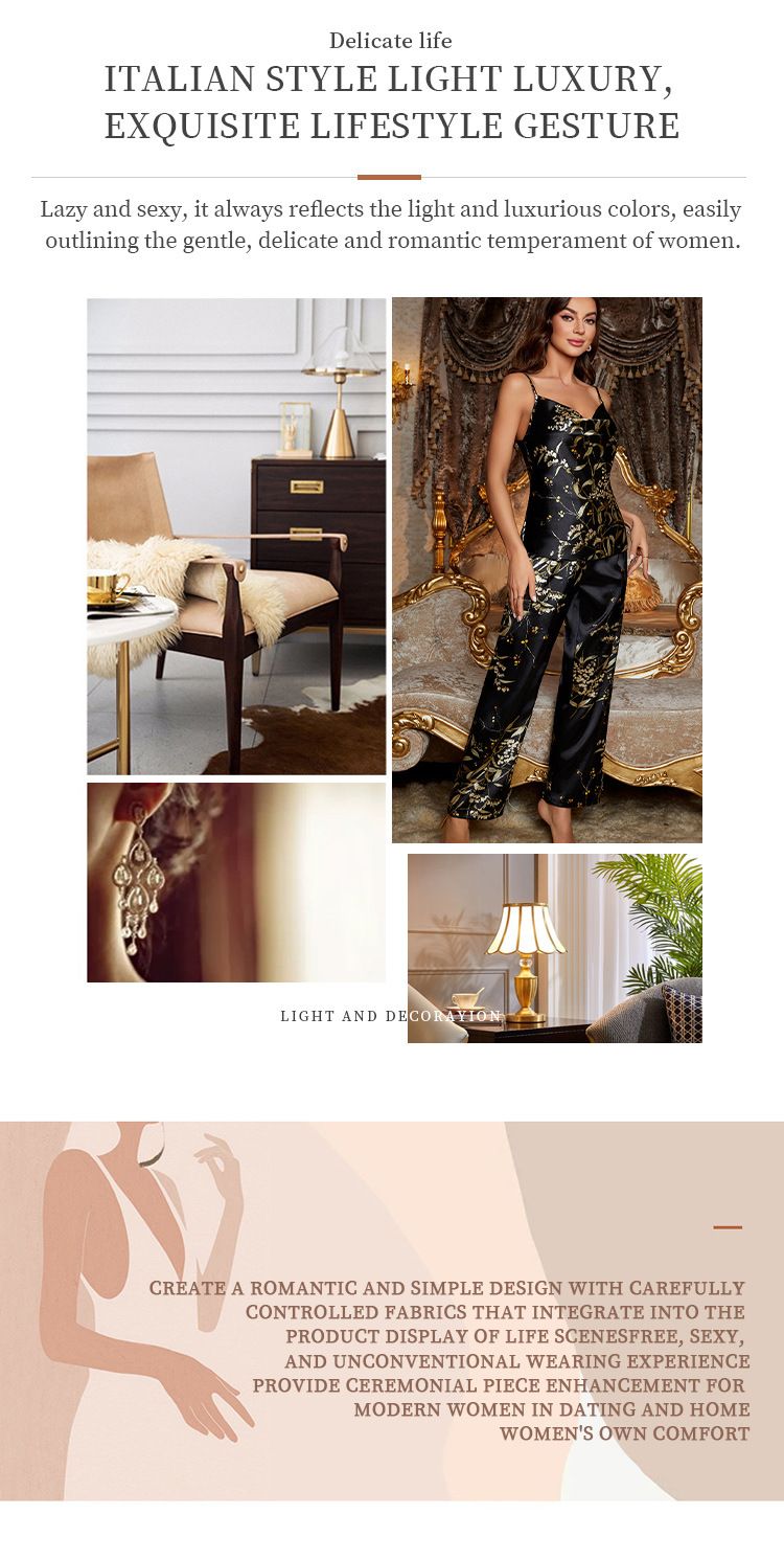 Dames Nachtkleding Lente en Zomer Bretels Broeken Tweedelige Pakken_voghion.com