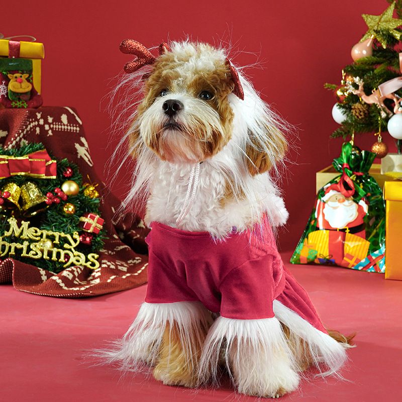 Japanese Dog Santa Claus Outfit Funny Style Puppy Clothes Pet Party Costume_voghion.com
