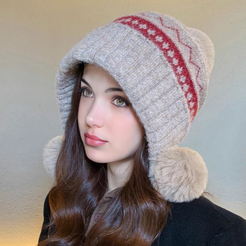 Anchor Red Plüsch Cross-Border Damen Winter Verdickte Kälteschutz Warme Ohrenschutz Kalte Kopfwickel Strickmütze_voghion.com