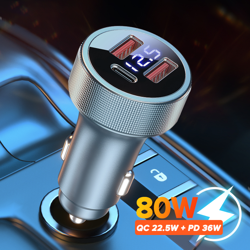 80W Acgicea USB Car Charger PD Type C Dual USB Port Car Charger Quick Charger fir iPhone 14 13 Xiaomi Samsung    _voghion.com