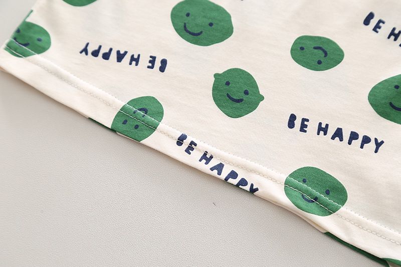 Sommarkostym 2024 Nya Moderiktiga Spädbarns- och Småbarnskläder Pojkar Heltryck Leende Ansikte Kortärmad Två_voghion.com