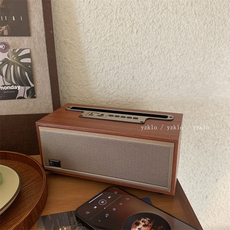 Altoparlante portatile senza fili in legno per esterni con disco U._voghion.com