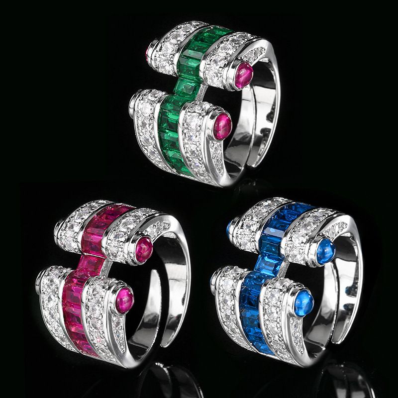 2025 Zhuangshengsheng Jewelry Copper Base Gold Plated Simulated Blue Spinel Ruby Corundum Wind Row Ring_voghion.com