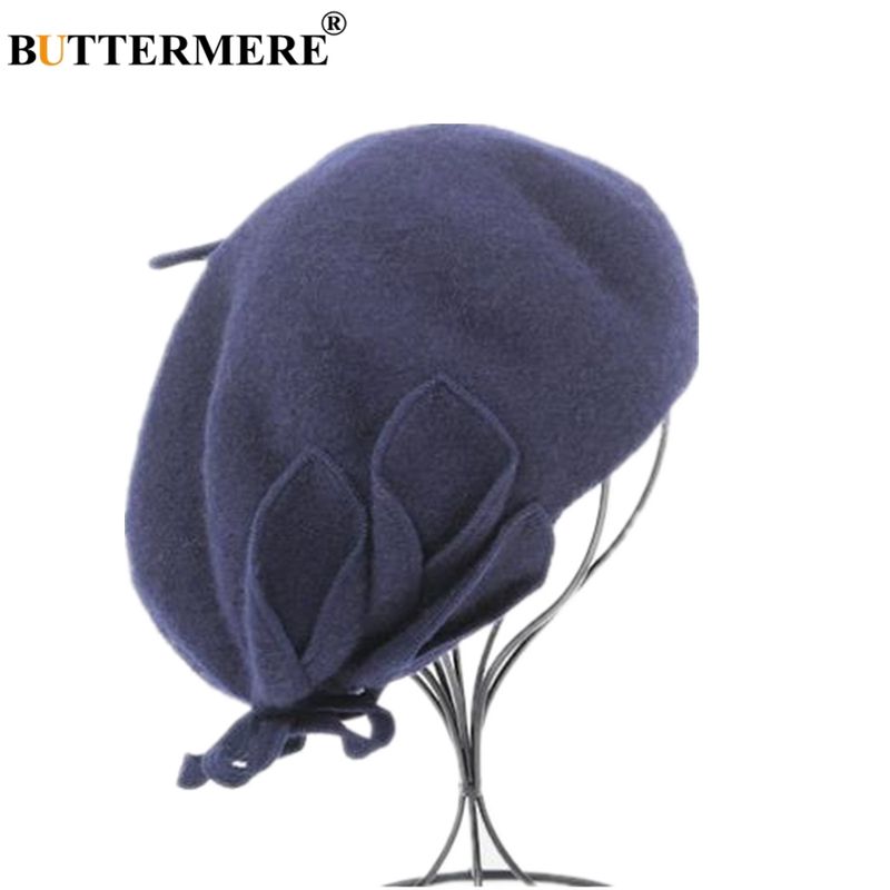 Forró akciós BUTTERMERE gyapjú francia női zöld elegáns festőkalapok női masnis masnis női barett őszi-téli művész sapka_voghion.com