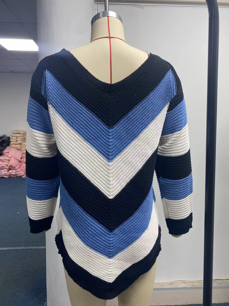 Damenbekleidung passend für Herbst und Winter, neues lockeres Oberteil, Schnee, farblich passender Strickpullover_voghion.com