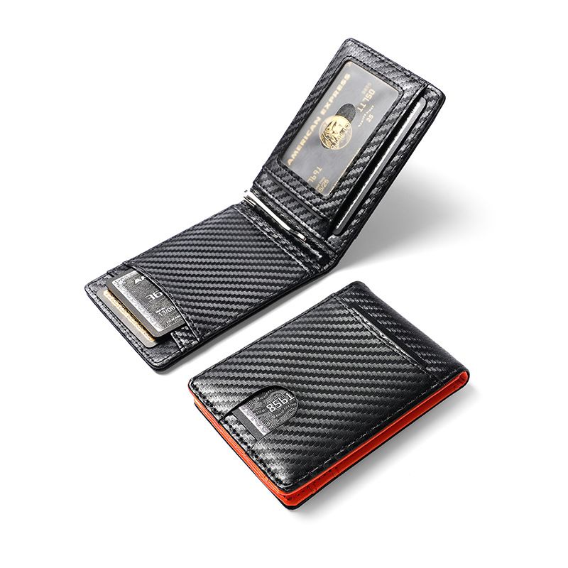 Herren-Geldbörse mit Kartenetui, komplett aus Mikrofaser-Leder, RFID-Schutz, Diebstahlschutz, neue Herren-Geldbörse aus Kohlefaser mit schlichter Textur, Dollar-Geldbörse_voghion.com