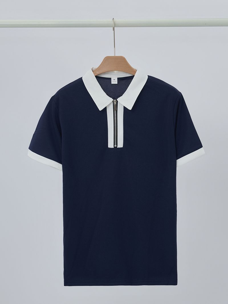 Men's Clothing Summer Polo Shirt Zipper Casual Short Sleeve Shorts Suit_voghion.com