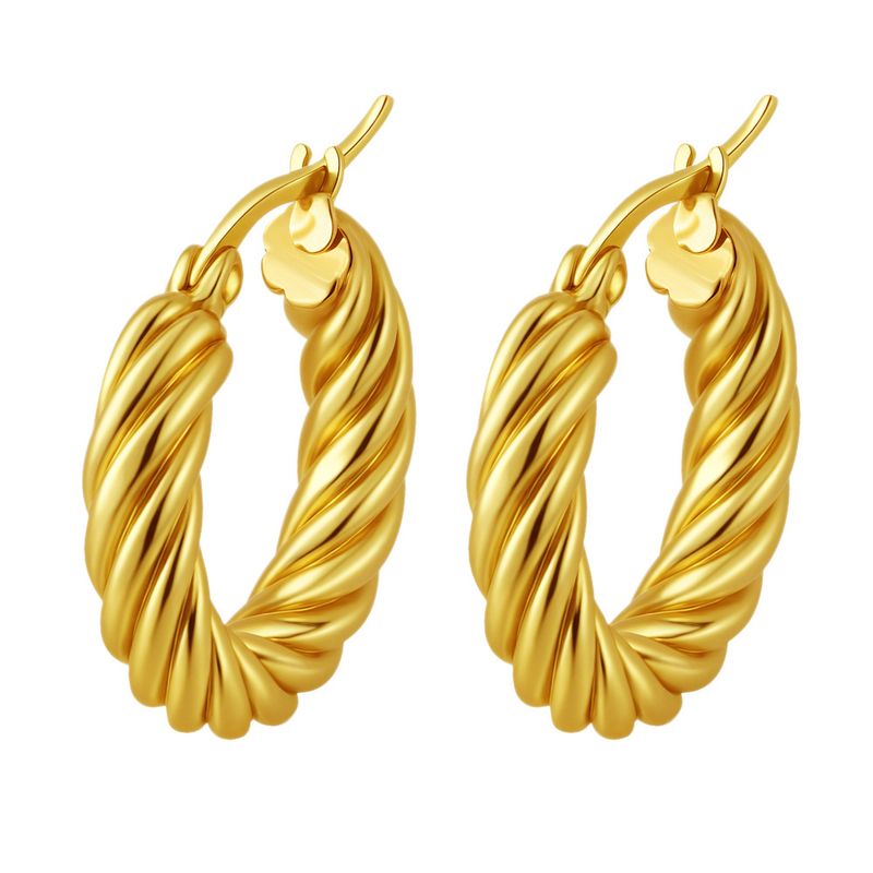 Orecchini intrecciati in acciaio inossidabile con fornitura diretta transfrontaliera per donna, orecchini a cerchio rotondi leggeri placcati, alla moda_voghion.com