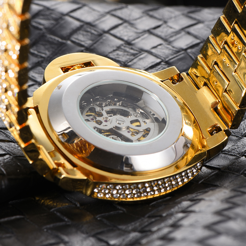 Montre mécanique automatique à grand cadran et fond creux lumineux pour homme_voghion.com