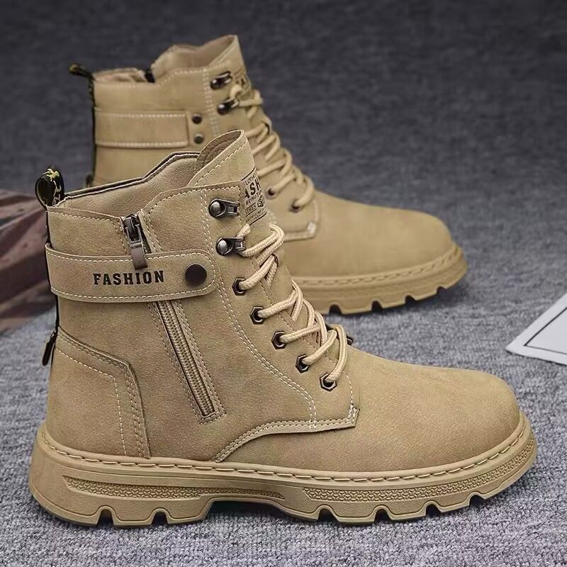Botas Martin de seguridad para hombre, de estilo europeo, de caña alta, para primavera y otoño, para senderismo al aire libre, para trabajo y motociclismo._voghion.com