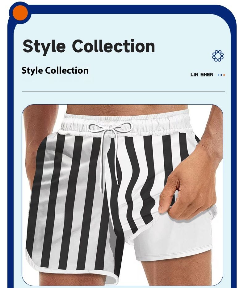 Three Part Double Layer Casual Pants Thin 2 In 1 Swim Trunks Men's Beach Pants_voghion.com