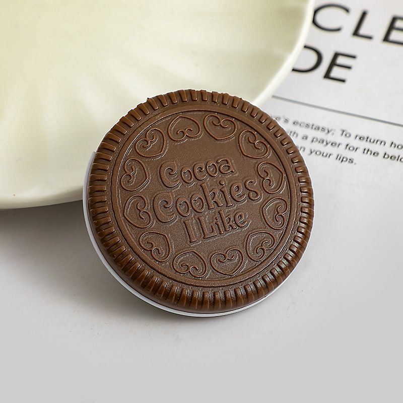 Simple Cute And Creative Oreo Chocolate Biscuit Mirror Portable Outdoors With Comb Mini Folding Makeup Mirror_voghion.com