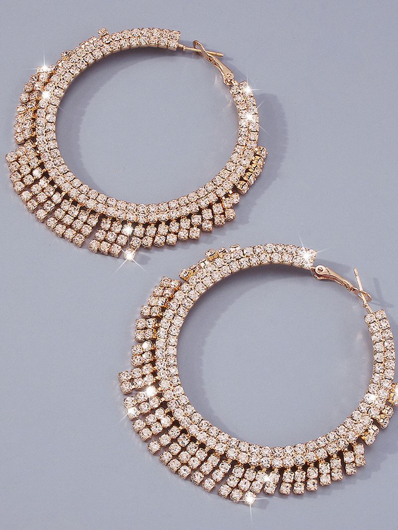 Orecchini circolari multistrato geometrici con diamanti esagerati e design elegante, pendenti, personalizzati_voghion.com
