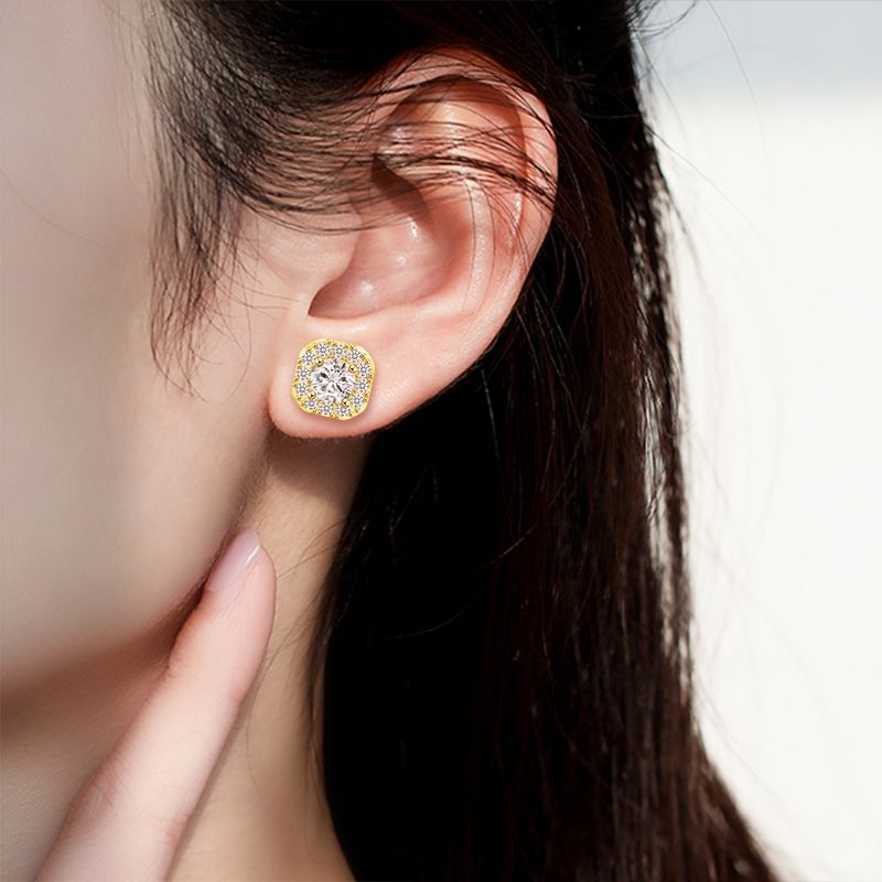 12 mm Zirkonia Ohrstecker für Damen & Herren, eleganter leichter Luxus-Modeschmuck, hypoallergene Kupferfassung, trendige Geschenkidee_voghion.com