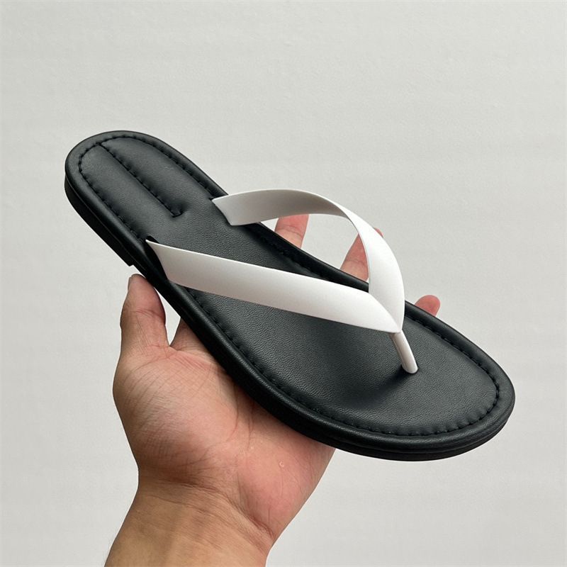 TR Flip Flop Women's Flat Leather Color Block Sandals For Summer Outdoor Beach Shoes 2024 New Model_voghion.com