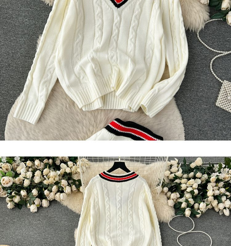 Damenbekleidung, modisches, lässiges, schickes Strickoberteil + hohe Gürteltasche, Hip-Twist-Pulloverrock, zweiteiliges Set_voghion.com