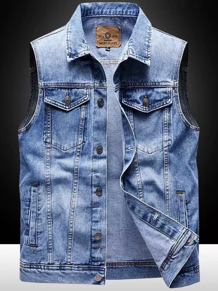 Herrenbekleidung Jeansweste Herren Slim Fit Zerrissene Weste Herrenbekleidung Trendy Ärmellose Weste Weste Große Größe Weste_voghion.com