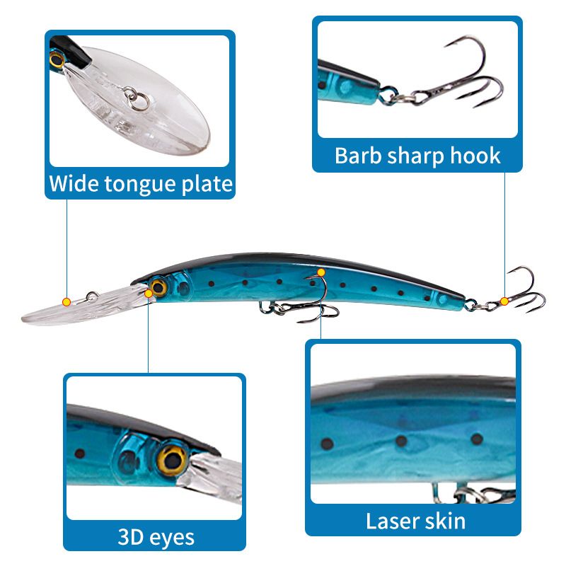 Lure Bait Long Tongue Board Long Throw Floating Minnow 20cm23g With Ring Beads + Enhanced Three Hooks Sea Fishing Simulation Hard Bait_voghion.com