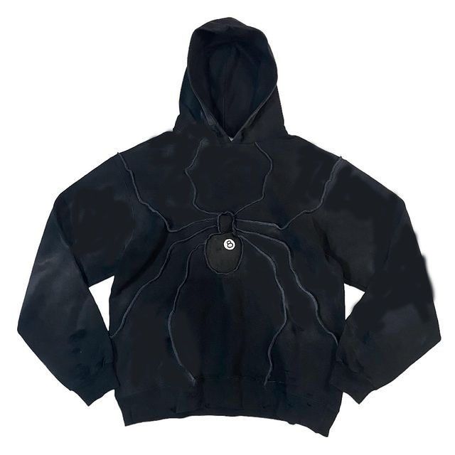 Men's Clothing Retro Spider Stripe Splicing Loose Pullover Hooded Sweatshirt_voghion.com