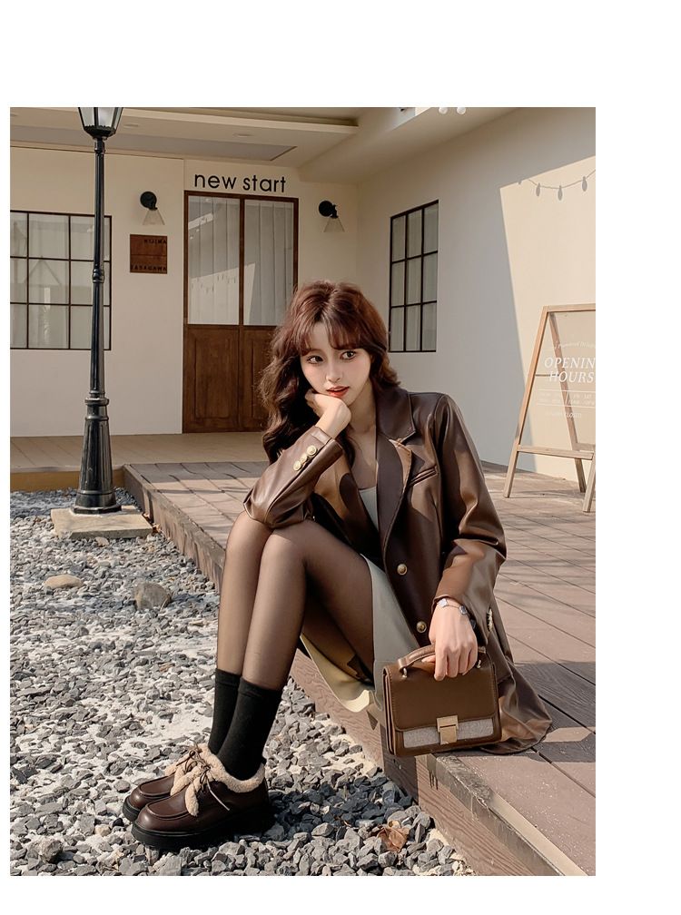 Platform Loafers Women's Retro British Style Single Shoes Women's Lace-up Plush And Furry Small Leather Shoes_voghion.com
