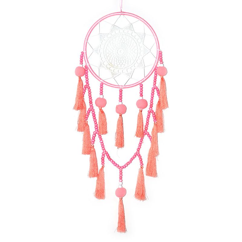 Weißer großer Traumfänger aus Spitze, Heimdekoration, Wandbehang, einfache handgemachte DIY-Haarkugel, Quaste, Anhänger, Hochzeitsdekoration_voghion.com