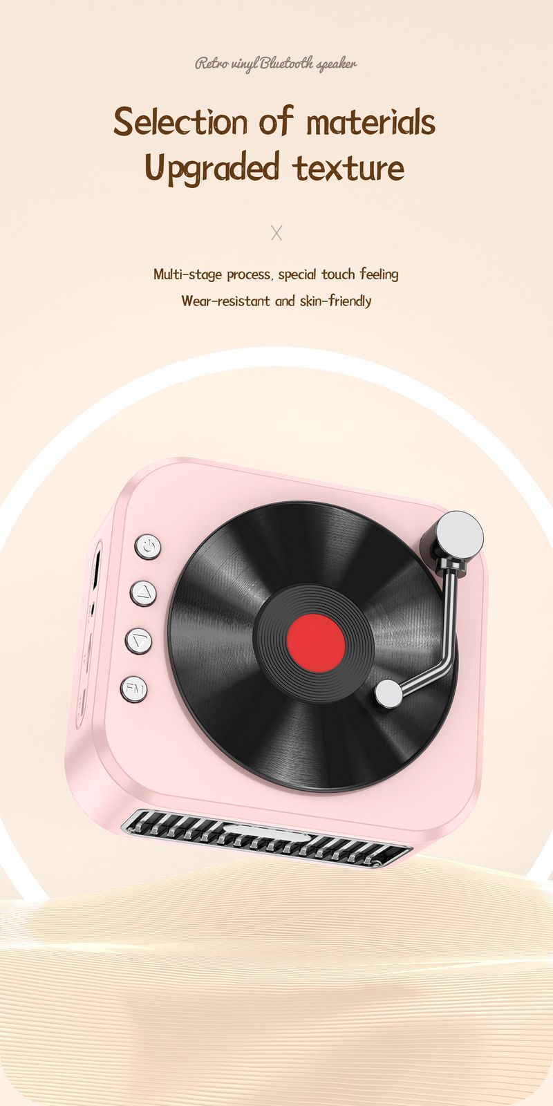 Naujo stiliaus vinilo plokštelių belaidis „Bluetooth“ garsiakalbis Kūrybingas retro nešiojamas mini garsiakalbis_voghion.com
