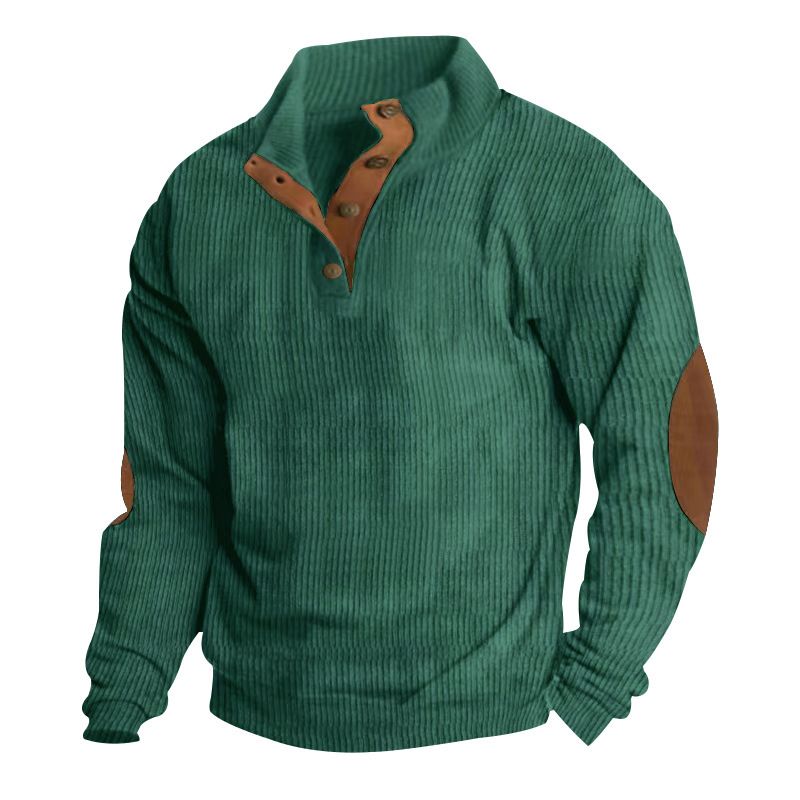 Giacca da uomo casual in velluto a coste con colletto rialzato, manica lunga, autunno inverno, nuova_voghion.com