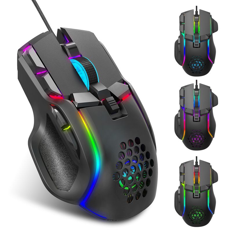 10 key wired gaming, esports mouse, macro programming, 13 RGB light modes, 6 gears, 12800dpi_voghion.com