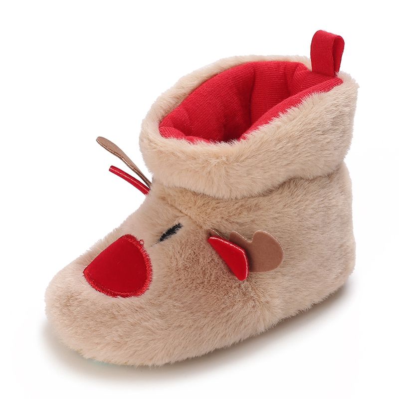 Pantofole in pile per neonati da 0 a 18 mesi, morbide e antiscivolo, stivaletti di Natale per bambini, stivali invernali da alce e cervo, per ragazze_voghion.com